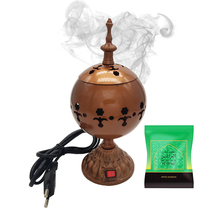 Exclusive Electrical Bakhoor Burner &amp; 40g Fragrance Paste - Copper