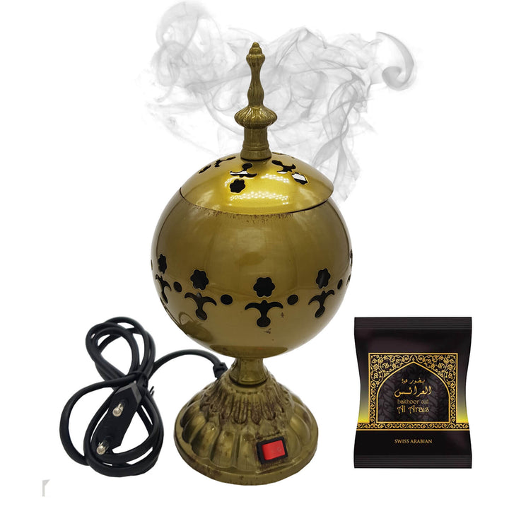 Exclusive Electrical Bakhoor Burner &amp; 40g Fragrance Paste - Green