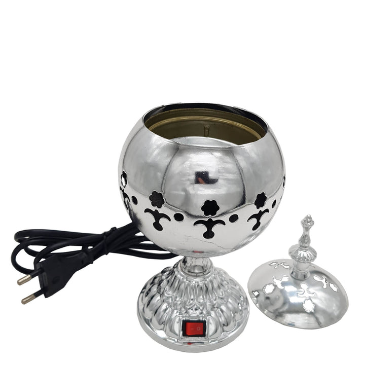 Exclusive Electrical Bakhoor Burner &amp; 40g Fragrance Paste - Silver