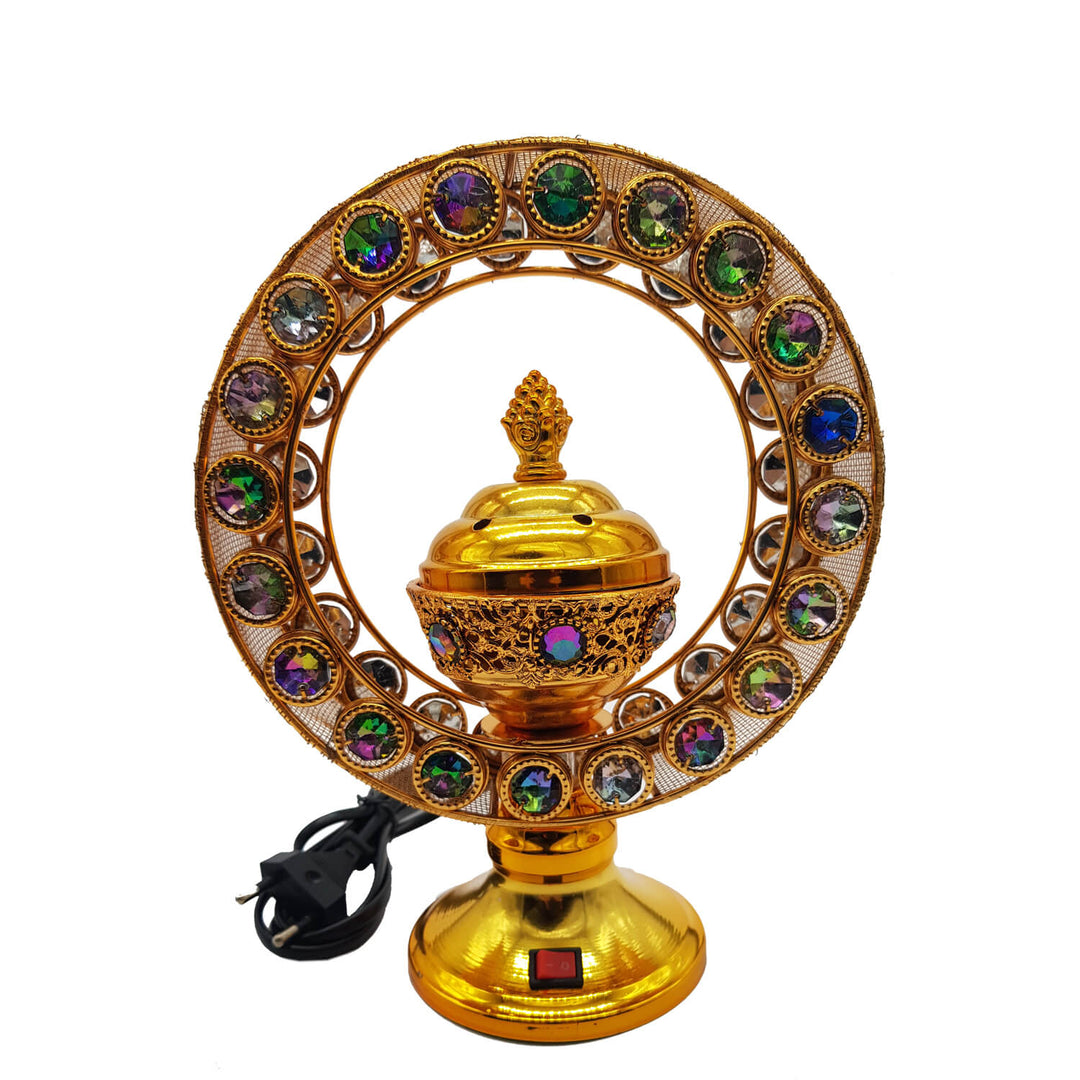 Exclusive Electrical Bakhoor Burner &amp; 40g Fragrance Paste - Golden