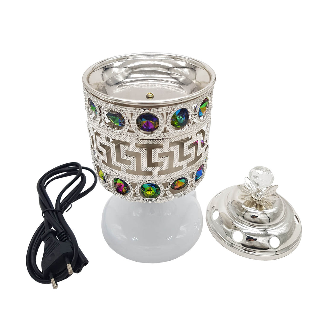 Exclusive Electrical Bakhoor Burner &amp; 40g Fragrance Paste - Silver