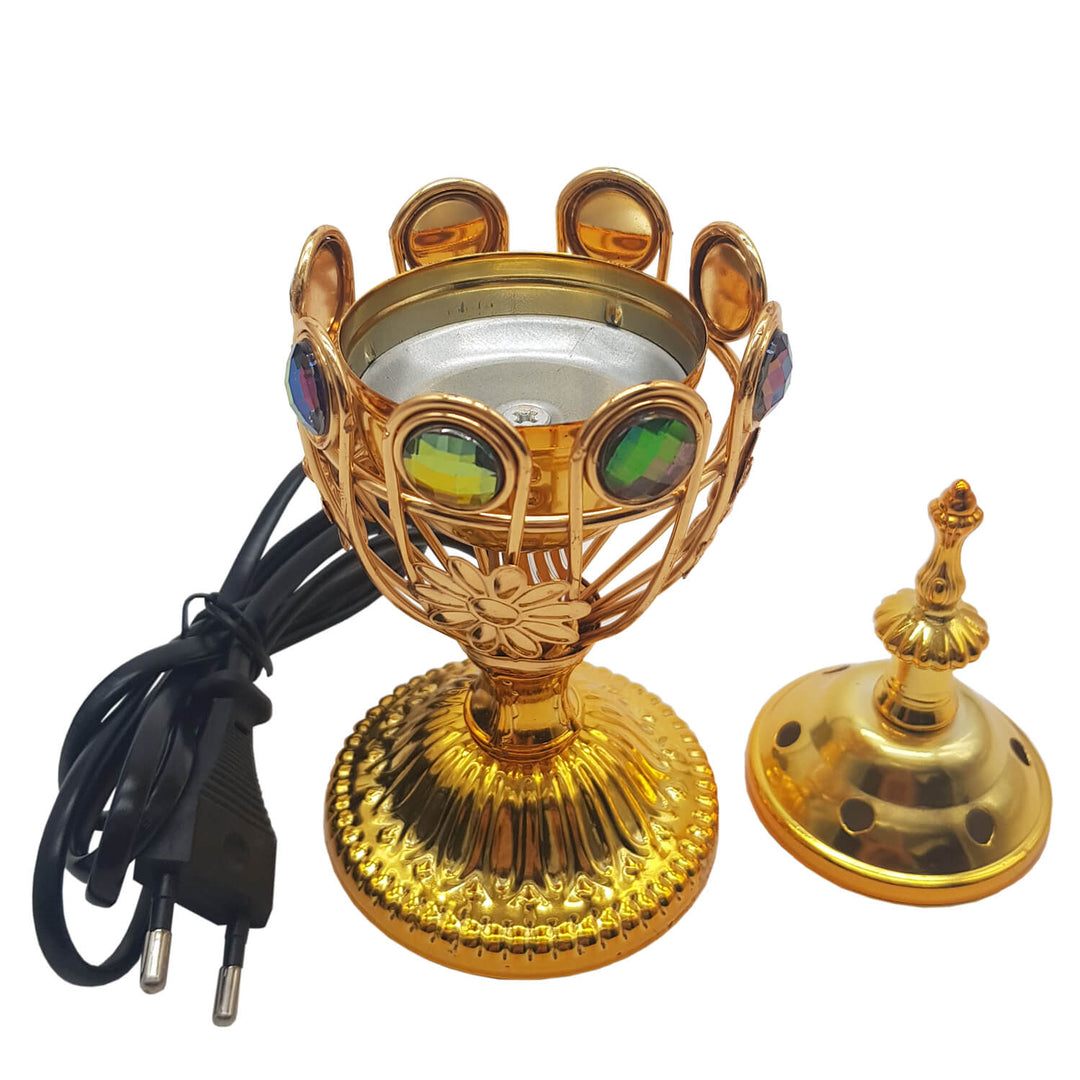 Electrical Bakhoor Burner &amp; 40g Fragrance Paste - Golden