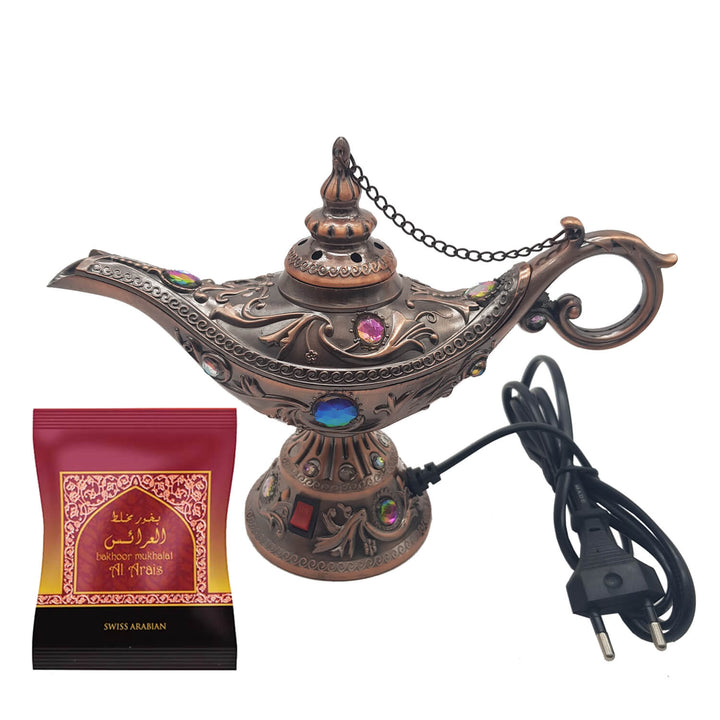 Electrical Bakhoor Burner &amp; 40g Fragrance Paste - Copper
