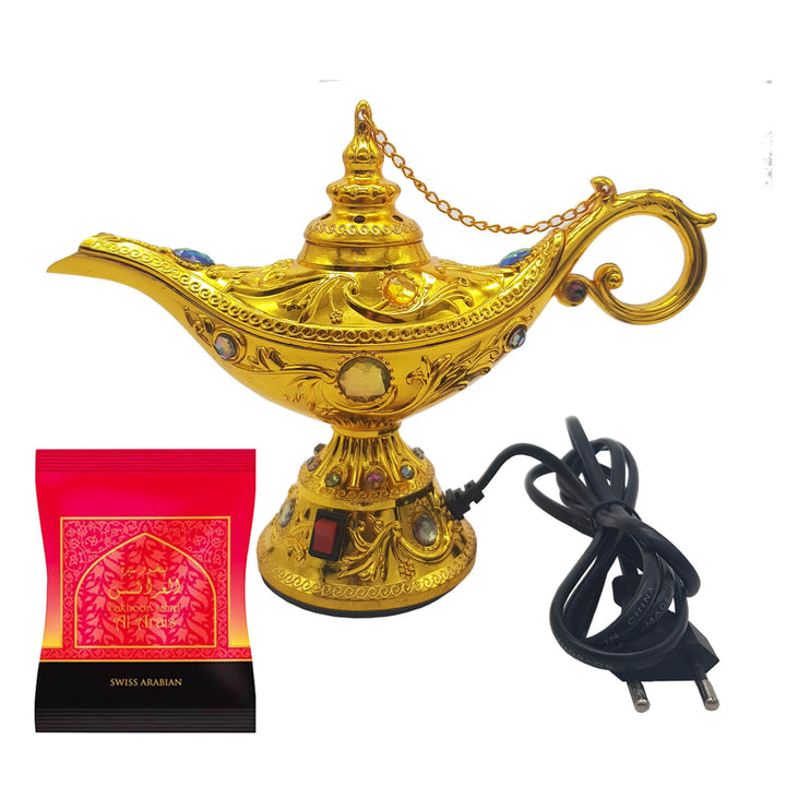 Electrical Bakhoor Burner &amp; 40g Fragrance Paste - Golden