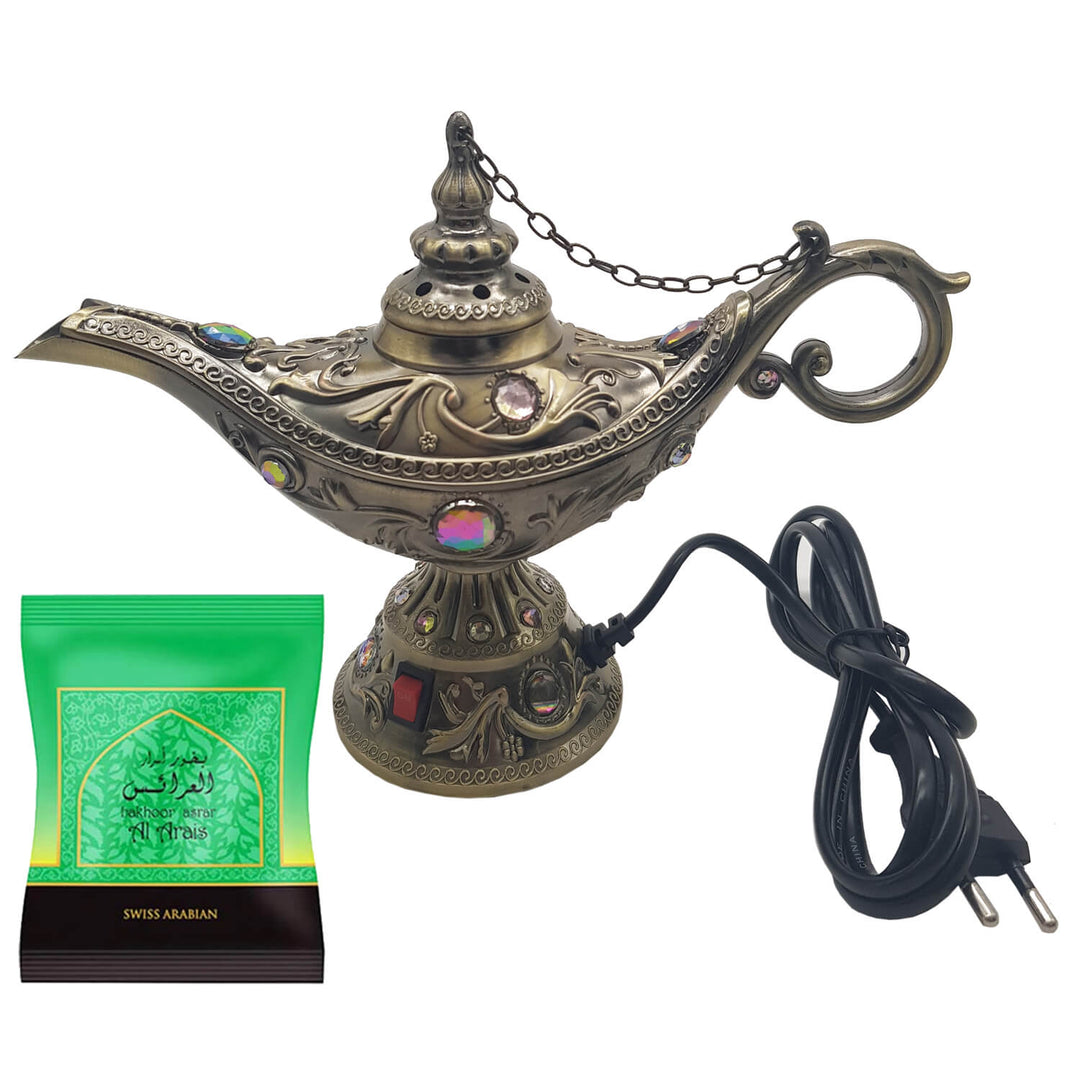 Electrical Bakhoor Burner &amp; 40g Fragrance Paste - Green