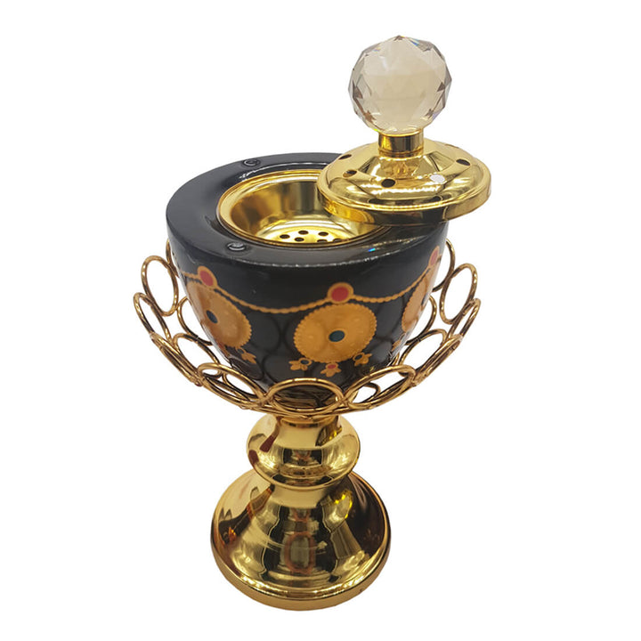 Non Electrical Bakhoor Burner with 10 Coal Coins &amp; 40g Fragrance Paste - Black