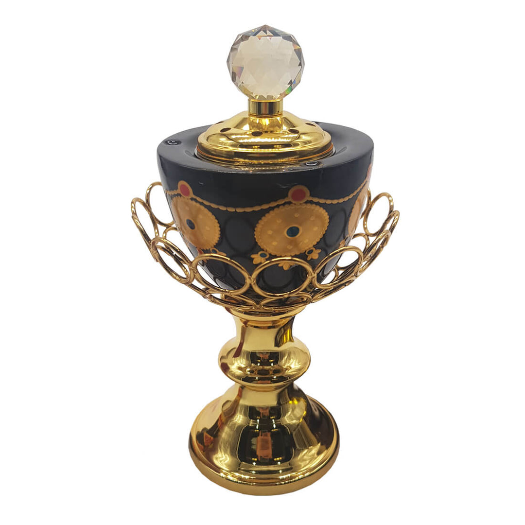 Non Electrical Bakhoor Burner with 10 Coal Coins &amp; 40g Fragrance Paste - Black