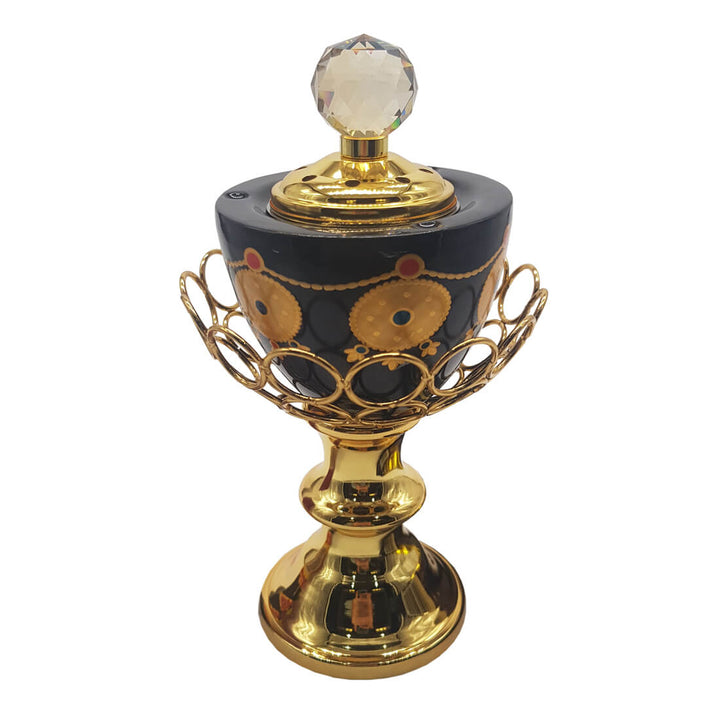 Non Electrical Bakhoor Burner with 10 Coal Coins &amp; 40g Fragrance Paste - Black