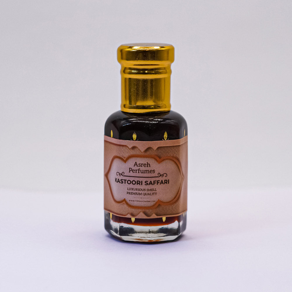 Attar Sandal, Kasturi Saffari &amp; Kesar Chandan 12ml each, pack of 3 - Asreh Premium Quality Attar