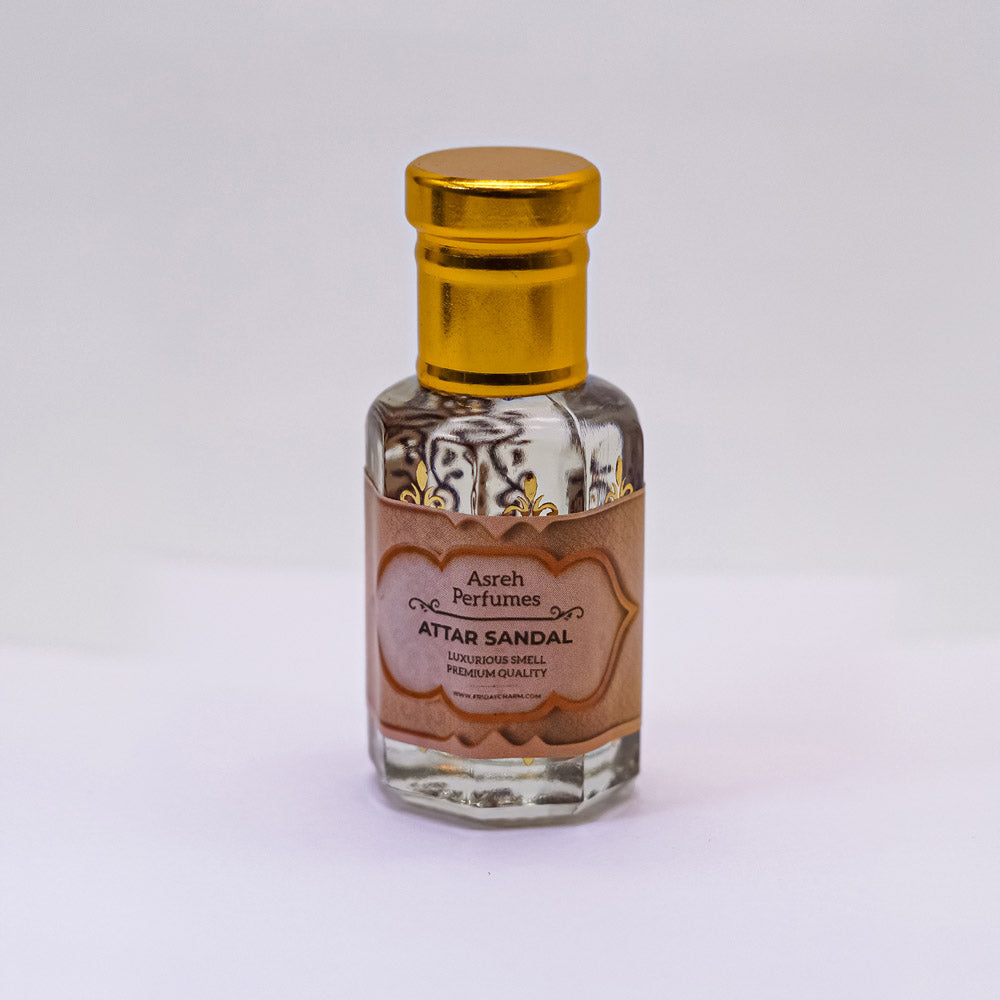 Attar Sandal, Kasturi Saffari &amp; Kesar Chandan 12ml each, pack of 3 - Asreh Premium Quality Attar