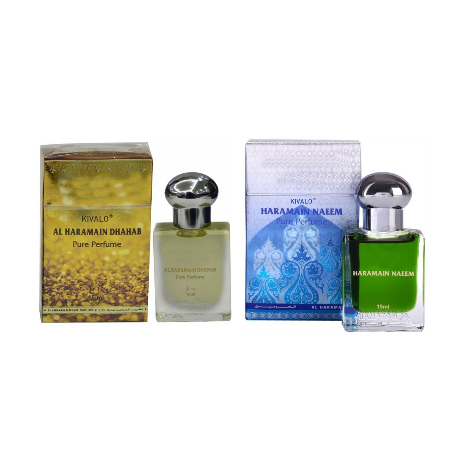 Al Haramain Dhahab & Naeem Fragrance Pure Original Roll on Perfume Oil Pack of 2 (Attar) - 2 x 15 ml