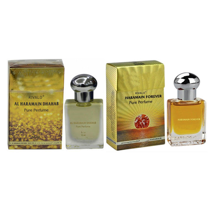 Al Haramain Dhahab &amp; Forever Fragrance Pure Original Roll on Perfume Oil Pack of 2 (Attar) - 2 x 15 ml