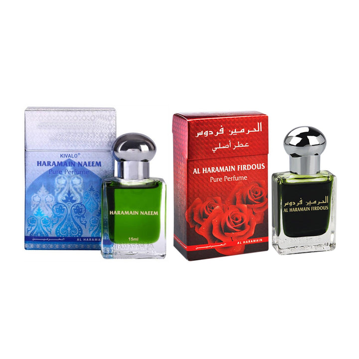 Al Haramain Naeem &amp; Firdous Fragrance Pure Original Roll on Perfume Oil Pack of 2 (Attar) - 2 x 15 ml