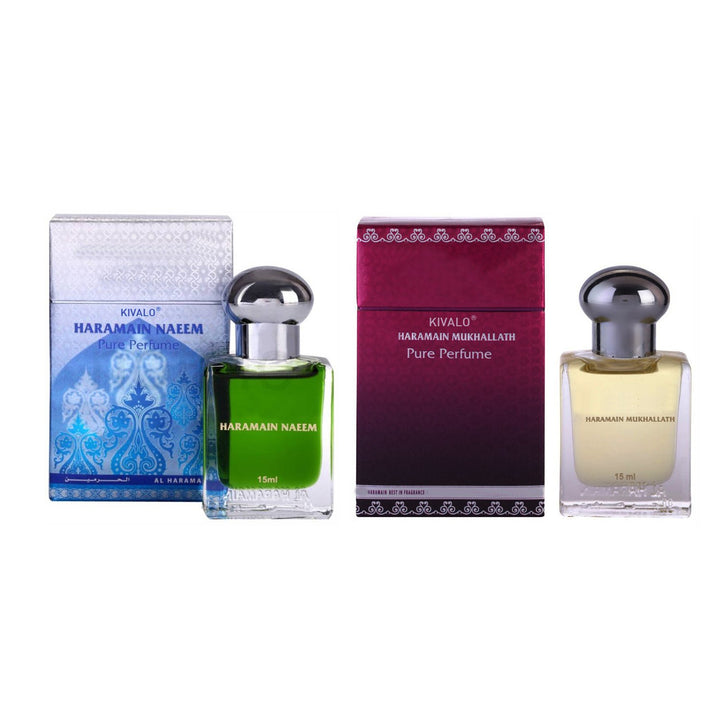 Al Haramain Naeem &amp; Mukhallath Fragrance Pure Original Roll on Perfume Oil Pack of 2 (Attar) - 2 x 15 ml