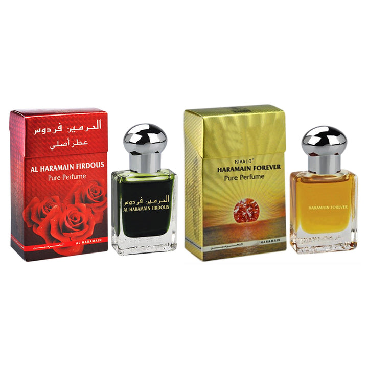 Al Haramain Firdous &amp; Forever Fragrance Pure Original Roll on Perfume Oil Pack of 2 (Attar) - 2 x 15 ml
