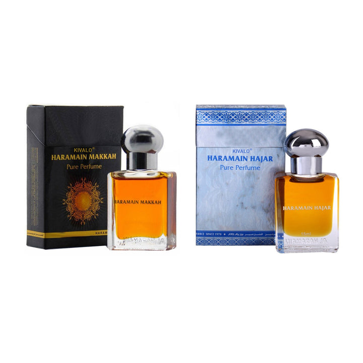 Al Haramain Makkah &amp; Hajar Fragrance Pure Original Roll on Perfume Oil Pack of 2 (Attar) - 2 x 15 ml