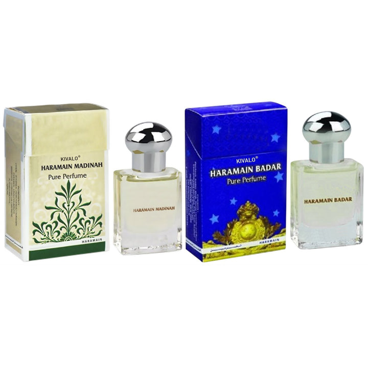 Al Haramain Madinah &amp; Badar Fragrance Pure Original Roll on Perfume Oil Pack of 2 (Attar) - 2 x 15 ml