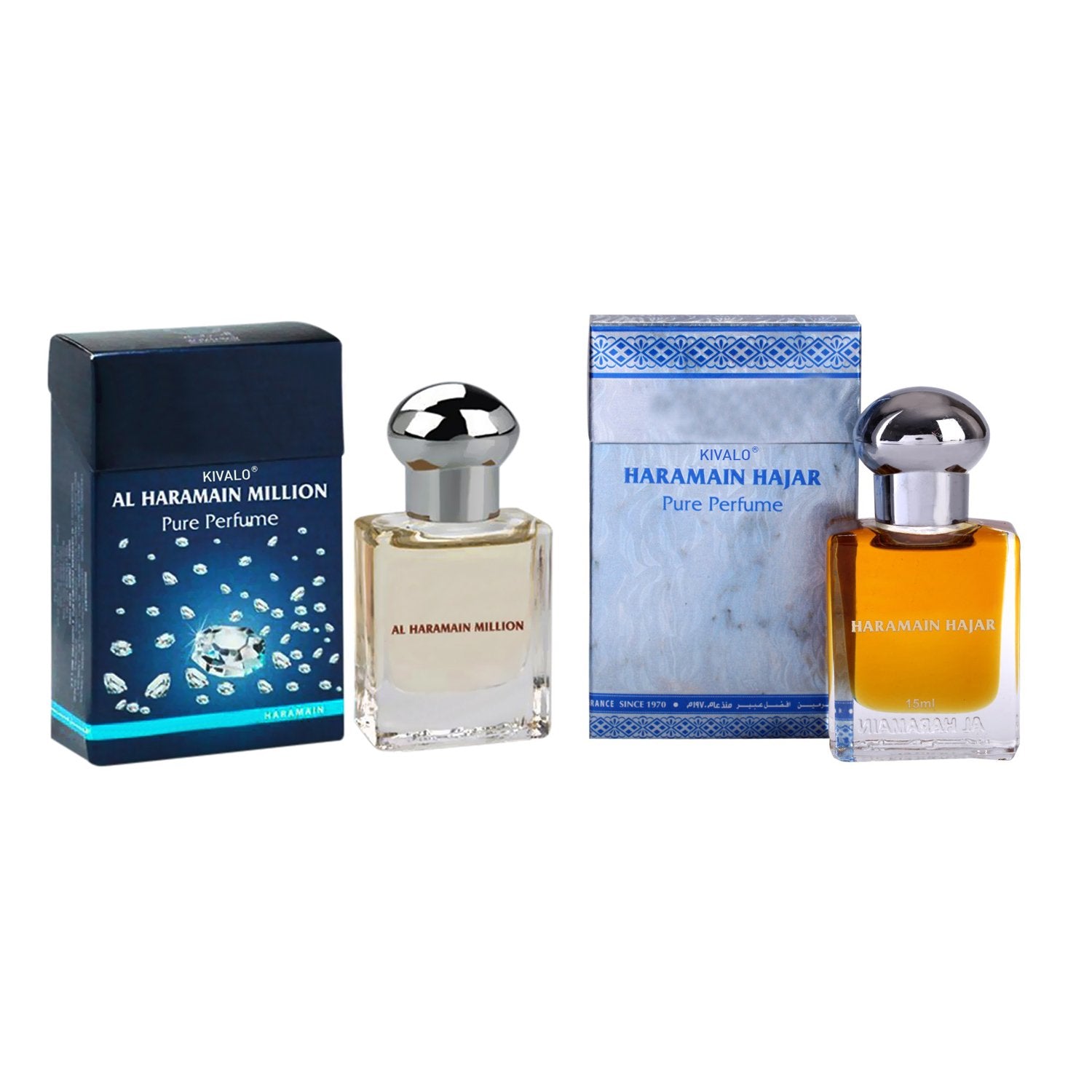 Al Haramain Hajar & Million Fragrance Pure Original Roll on Perfume Oil Pack of 2 (Attar) - 2 x 15 ml
