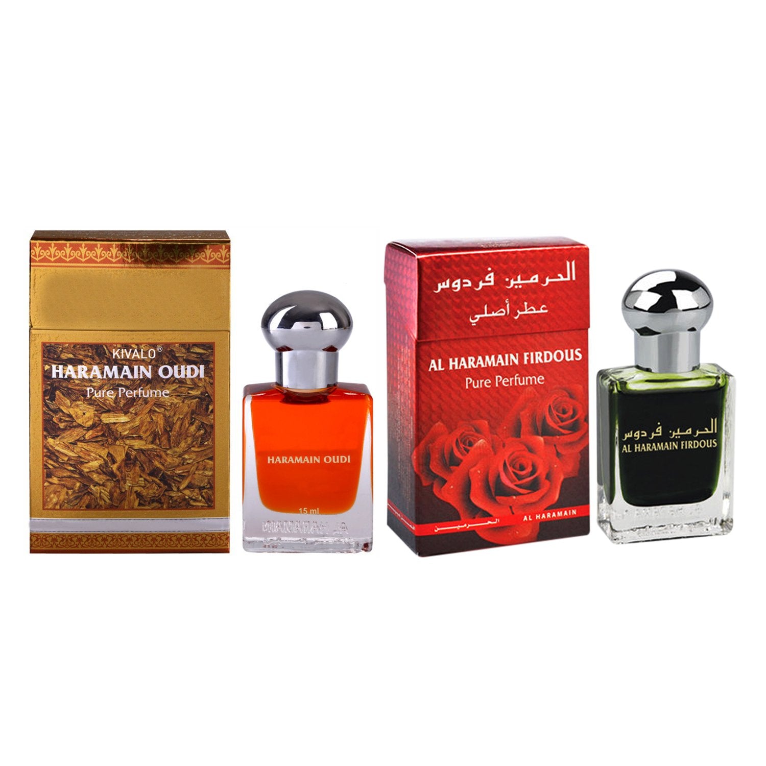 Al Haramain Oudi & Firdous Fragrance Pure Original Roll on Perfume Oil Pack of 2 (Attar) - 2 x 15 ml