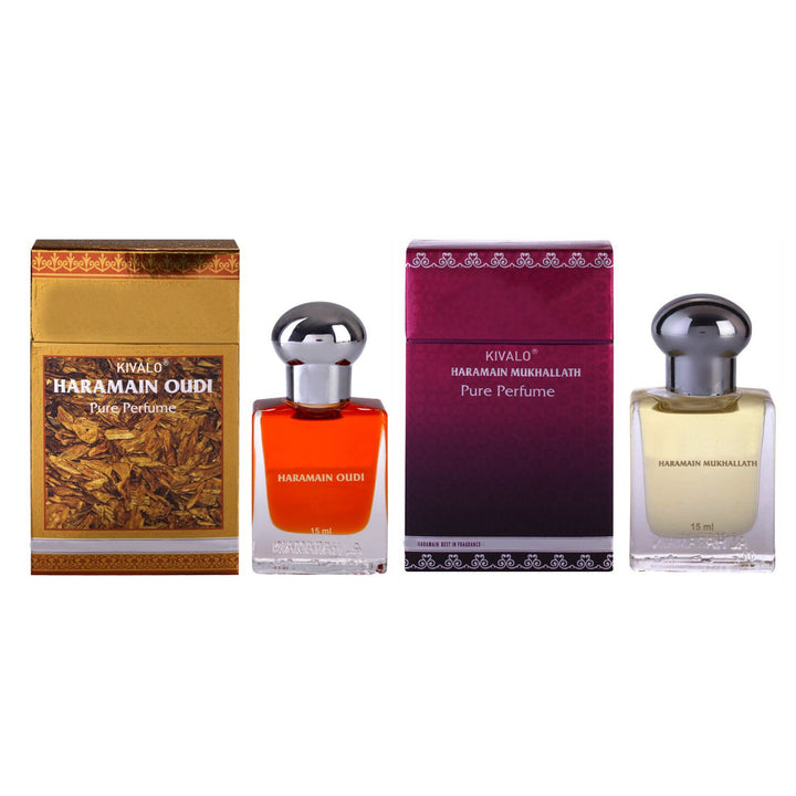 Al Haramain Oudi &amp; Mukhallath Fragrance Pure Original Roll on Perfume Oil Pack of 2 (Attar) - 2 x 15 ml