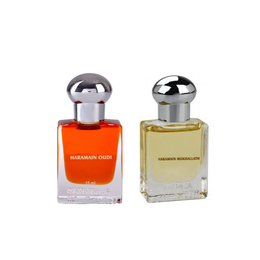 Al Haramain Oudi &amp; Mukhallath Fragrance Pure Original Roll on Perfume Oil Pack of 2 (Attar) - 2 x 15 ml