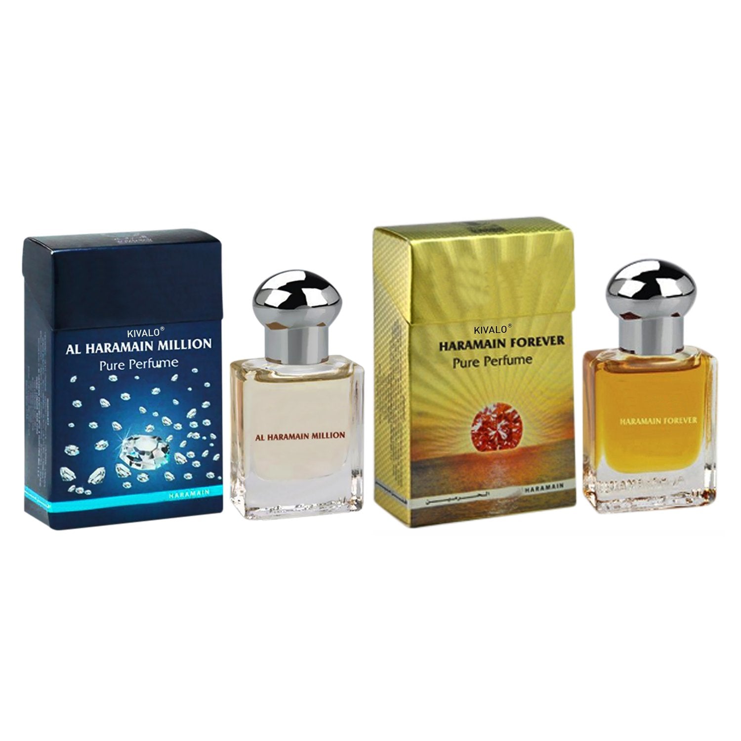 Al Haramain Million & Forever Fragrance Pure Original Roll on Perfume Oil Pack of 2 (Attar) - 2 x 15 ml
