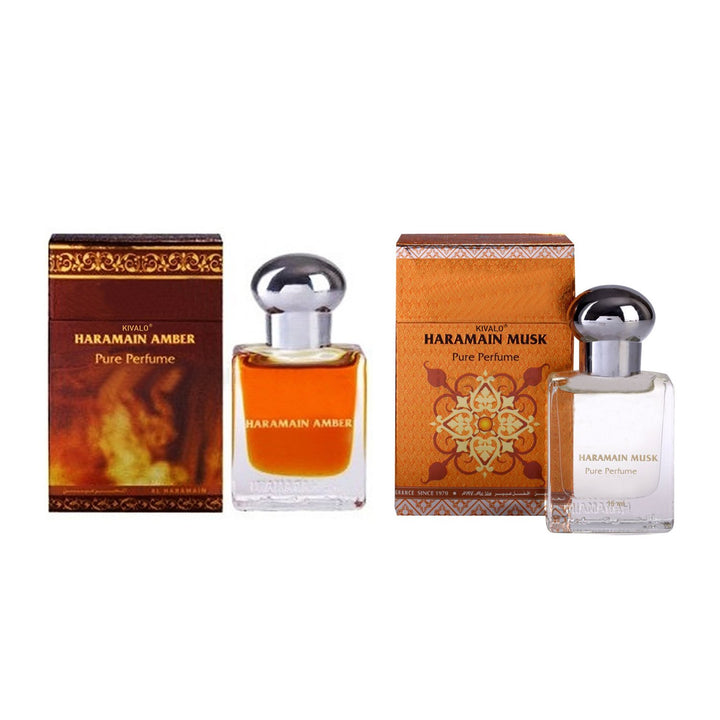 Al Haramain Amber &amp; Musk Pack of 2 Attar - 2 x 15ml