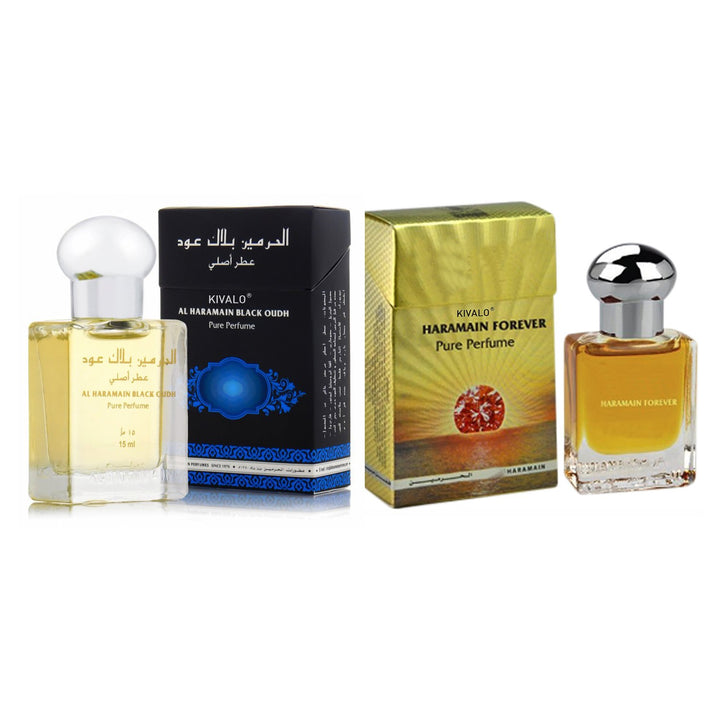 Al Haramain Black Oudh &amp; Forever Roll on Pack of 2 Attar - 2 x 15ml
