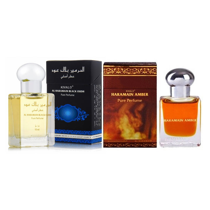 Al Haramain Black Oudh &amp; Amber Roll on Pack of 2 Attar - 2 x 15ml
