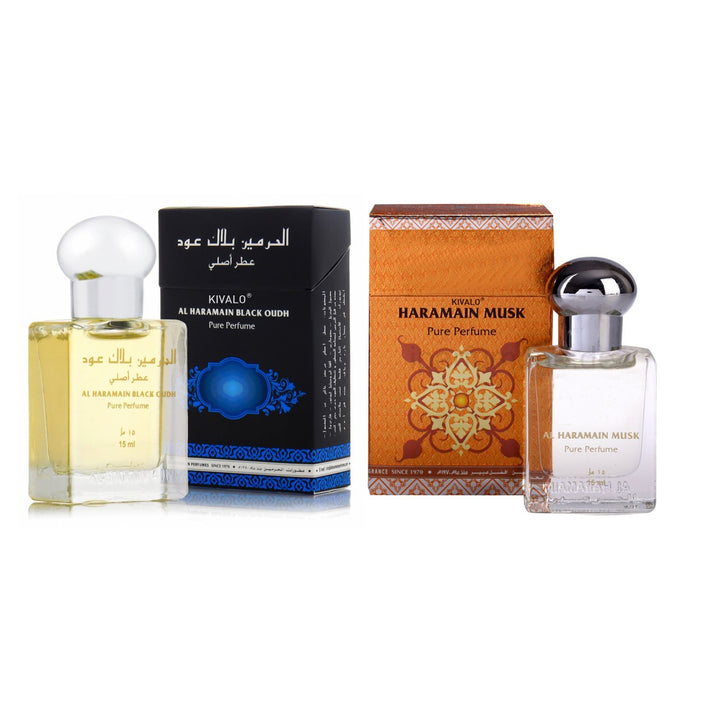 Al Haramain Black Oudh &amp; Musk Roll on Pack of 2 Attar - 2 x 15ml