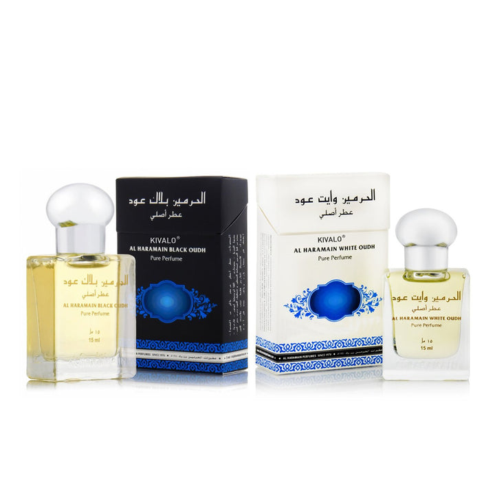 Al Haramain Black Oudh &amp; White Oudh Roll on Attar Pack of 2  - 2 x 15ml