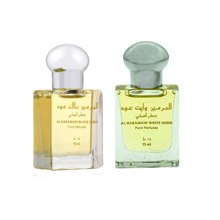 Al Haramain Black Oudh &amp; White Oudh Roll on Attar Pack of 2  - 2 x 15ml