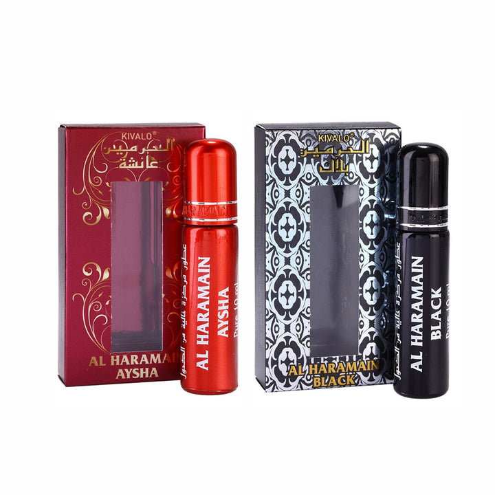 Al Haramain Aysha &amp; Black Roll On Attar Pack of 2 x 10ml