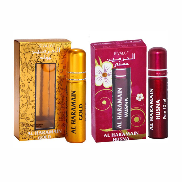 Al Haramain Gold &amp; Husna Fragrance Pure Original Roll On Attar Combo Pack of 2 x 10 ml