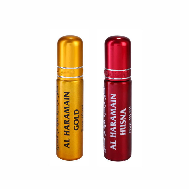 Al Haramain Gold &amp; Husna Fragrance Pure Original Roll On Attar Combo Pack of 2 x 10 ml