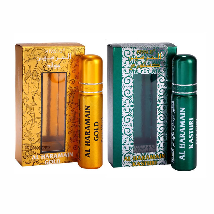 Al Haramain Gold &amp; Kasturi Fragrance Pure Original Roll On Attar Combo Pack of 2 x 10 ml