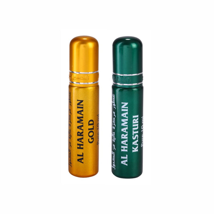 Al Haramain Gold &amp; Kasturi Fragrance Pure Original Roll On Attar Combo Pack of 2 x 10 ml