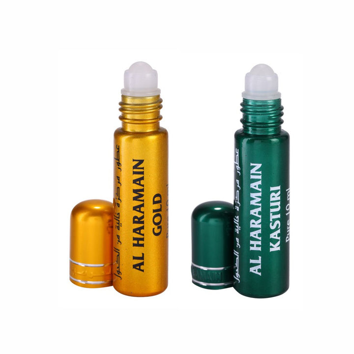 Al Haramain Gold &amp; Kasturi Fragrance Pure Original Roll On Attar Combo Pack of 2 x 10 ml