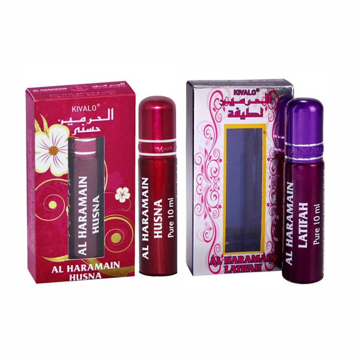 Al Haramain Husna &amp; Latifah Fragrance Pure Original Roll On Attar Combo Pack of 2 x 10 ml
