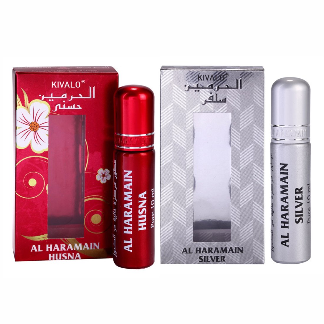Al Haramain Husana & Silver Fragrance Pure Original Roll On Attar Combo Pack of 2 x 10 ml