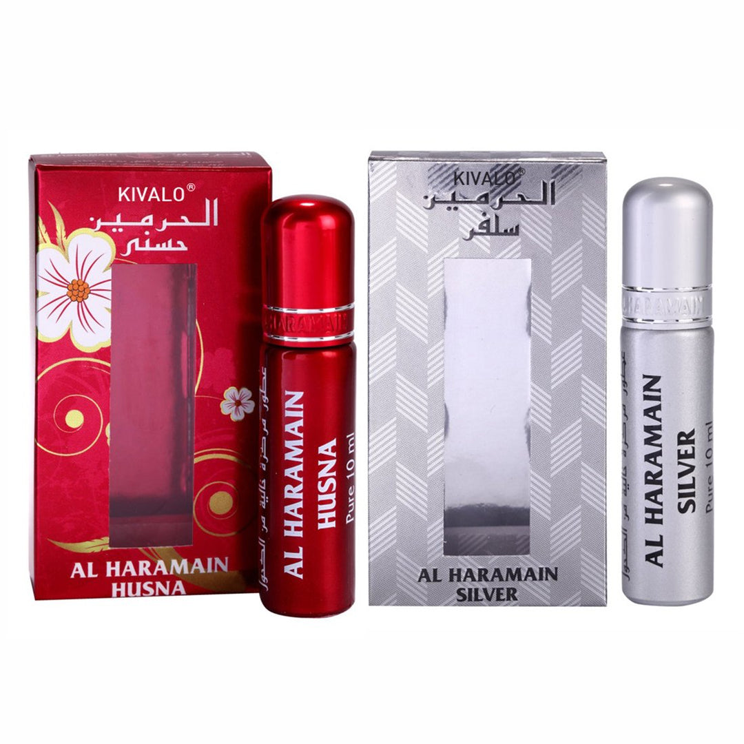 Al Haramain Husana &amp; Silver Fragrance Pure Original Roll On Attar Combo Pack of 2 x 10 ml