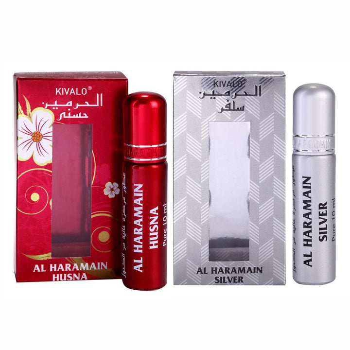 Al Haramain Husana &amp; Silver Fragrance Pure Original Roll On Attar Combo Pack of 2 x 10 ml