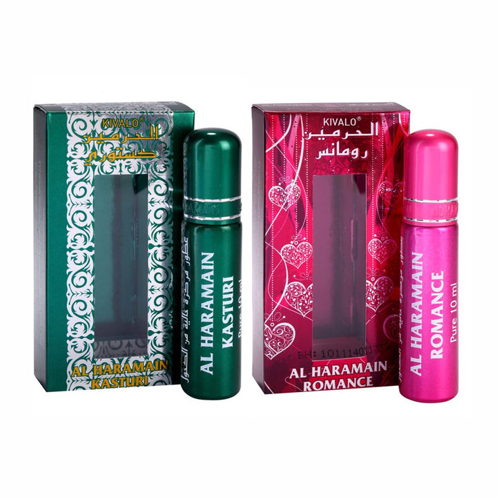 Al Haramain Kasturi &amp; Romance Fragrance Pure Original Roll On Attar Combo Pack of 2 x 10 ml