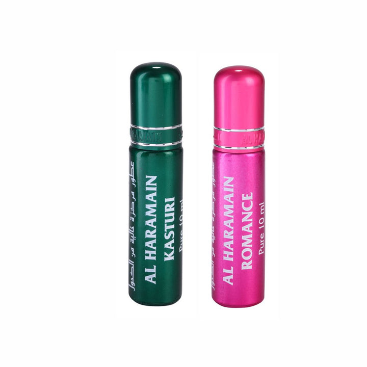 Al Haramain Kasturi &amp; Romance Fragrance Pure Original Roll On Attar Combo Pack of 2 x 10 ml