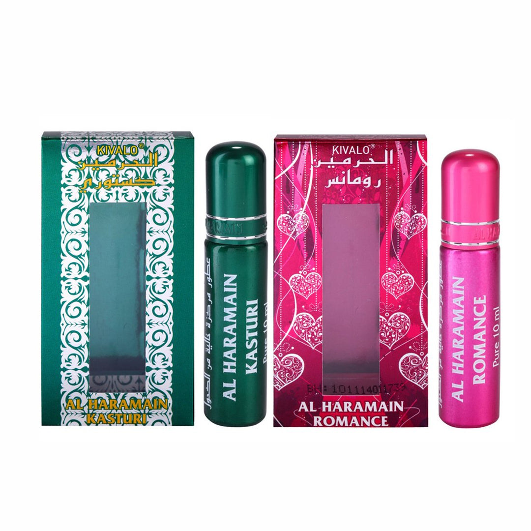 Al Haramain Kasturi &amp; Romance Fragrance Pure Original Roll On Attar Combo Pack of 2 x 10 ml