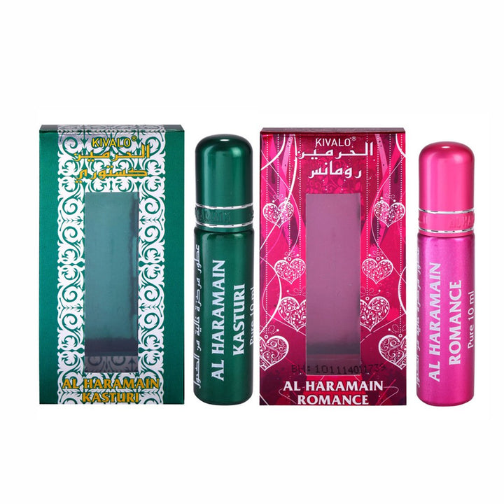 Al Haramain Kasturi &amp; Romance Fragrance Pure Original Roll On Attar Combo Pack of 2 x 10 ml