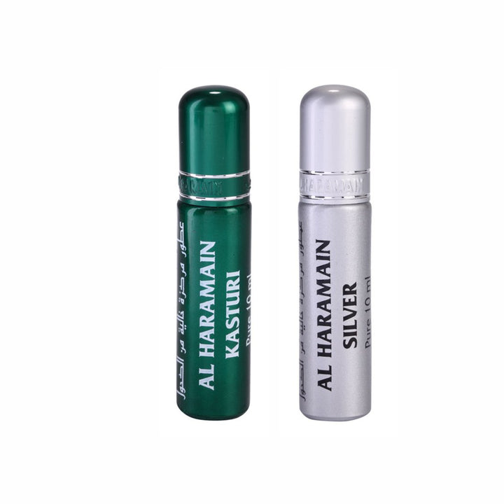 Al Haramain Kasturi &amp; Silver Fragrance Pure Original Roll On Attar Combo Pack of 2 x 10 ml