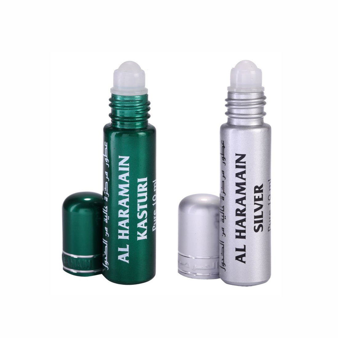 Al Haramain Kasturi & Silver Fragrance Pure Original Roll On Attar Combo Pack of 2 x 10 ml