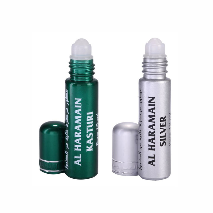 Al Haramain Kasturi &amp; Silver Fragrance Pure Original Roll On Attar Combo Pack of 2 x 10 ml
