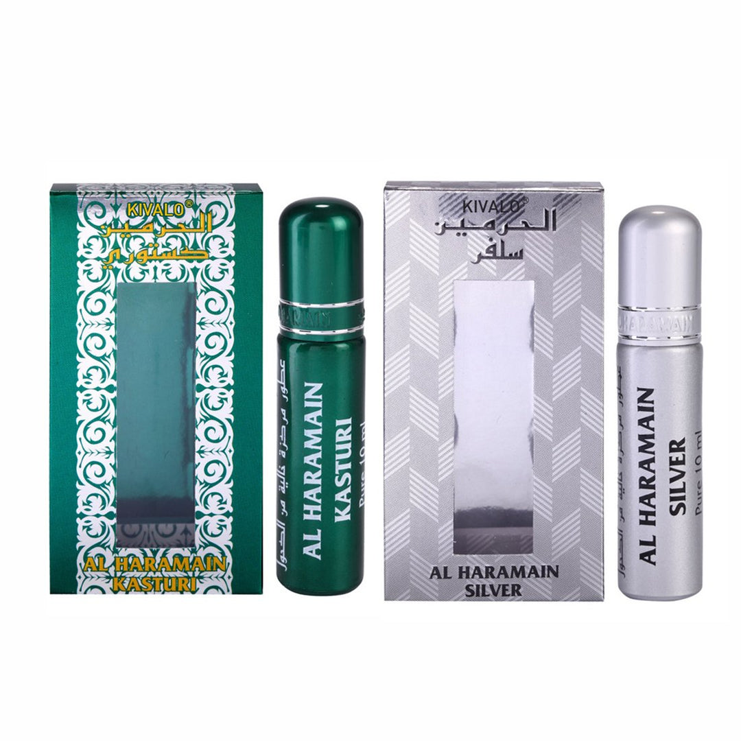 Al Haramain Kasturi &amp; Silver Fragrance Pure Original Roll On Attar Combo Pack of 2 x 10 ml